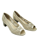 Gold - Peep Toe Block heel