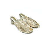 Block Heel Mule Sandal- Gold