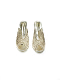 Block Heel Mule Sandal- Gold