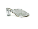 Block Heel Mule - Silver
