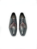 Di Franco Men's Two Tone Leather Derby's (Black/Burgundy) vero cuoio