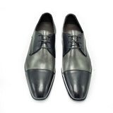 Di Franco Men's Two Tone Leather Derby's (Black/Gray) vero cuoio