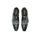 Di Franco Men's Two Tone Leather Derby's (Black/Gray) vero cuoio