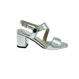 Block Heel T-Strap Back - Silver (Shoes from Italy)