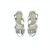 Block Heel T-Strap Back - Silver (Shoes from Italy)