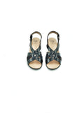 Confort Shoe Factory Est. 1976 Wedge Sandal (Black Patent)