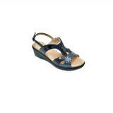 Confort Shoe Factory Est. 1976 Wedge Sandal (Blue)