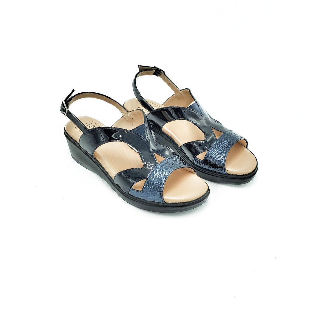Confort Wedge Sandal (Blue) – Fabia Fine Shoes