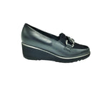 SOFFICE SOGNO- Black Slip-On  Moccasin Wedge