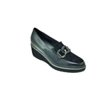 SOFFICE SOGNO- Black Slip-On  Moccasin Wedge