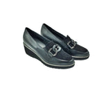 SOFFICE SOGNO- Black Slip-On  Moccasin Wedge