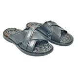 Cross-Strap Leather Sandals - Pegada (Black)