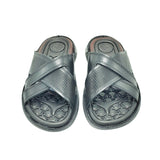 Cross-Strap Leather Sandals - Pegada (Black)