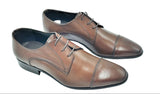 Italian Manufacture Men's Derby Cap-Toe (Brown) vero cuoio
