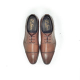 Italian Manufacture Men's Derby Cap-Toe (Brown) vero cuoio