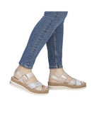 Rieker -  T-Strap Block Heel Platform (Metallic  Pink-Blue )