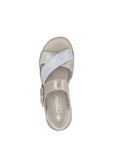 Rieker -  T-Strap Block Heel Platform (Metallic  Pink-Blue )