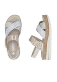 Rieker -  T-Strap Block Heel Platform (Metallic  Pink-Blue )