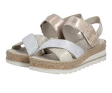 Rieker -  T-Strap Block Heel Platform (Metallic  Pink-Blue )