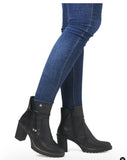 Bloke Heel Ankle Boot -  Rieker Women's Chunky Heel Ankle Boot