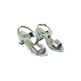 Block Heel T-Strap Back - Silver (Shoes from Italy)