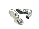 Block Heel T-Strap Back - Silver (Shoes from Italy)